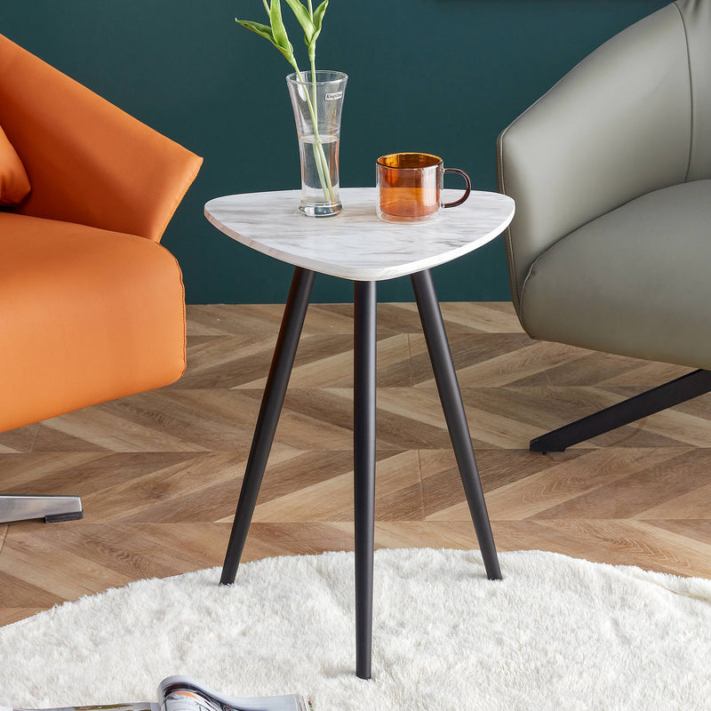 Modern Minimalism Faux Marble Like End&Side Coffee Table with Metal Legs