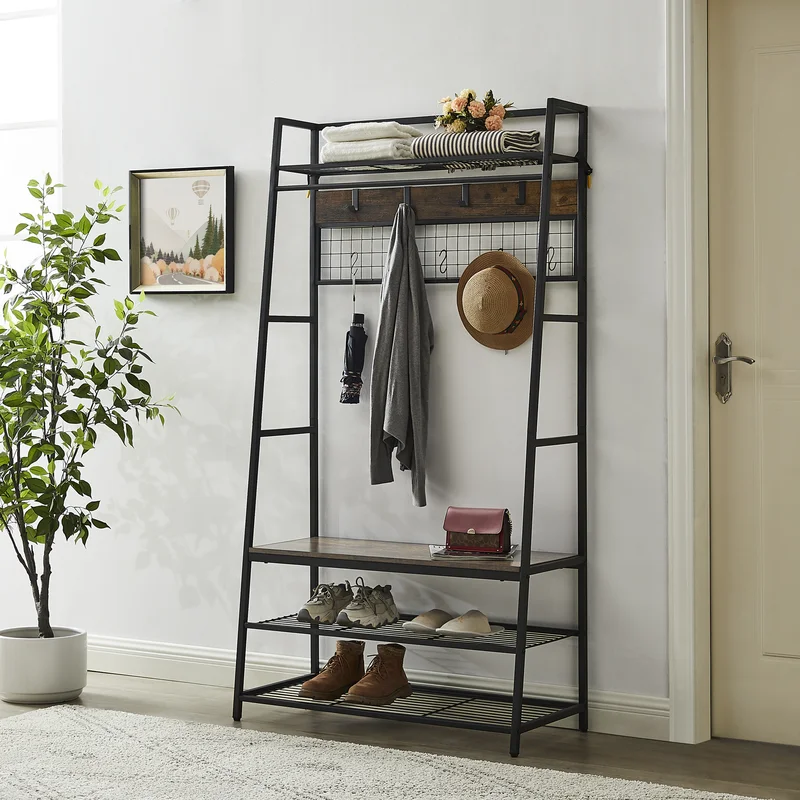 5 in 1 Entryway Hall Tree with Storage and Hooks