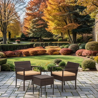 3 Pieces Patio Furniture Set Wicker Chairs Conversation Set, 4 Colors Available