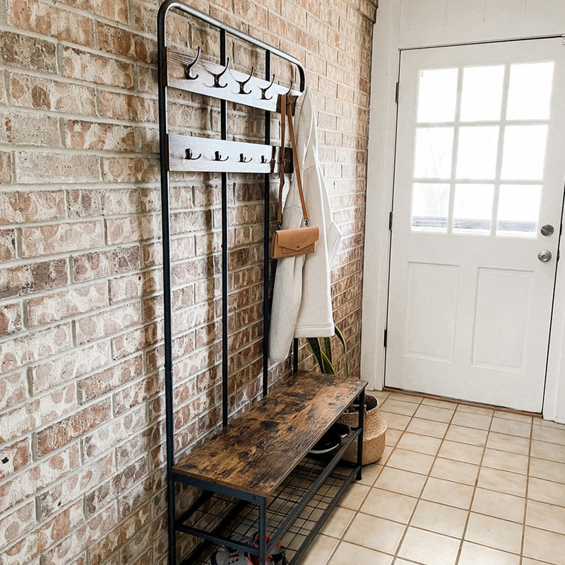 3-in-1 Hall Tree for Entryway with Bench and Shoe Storage