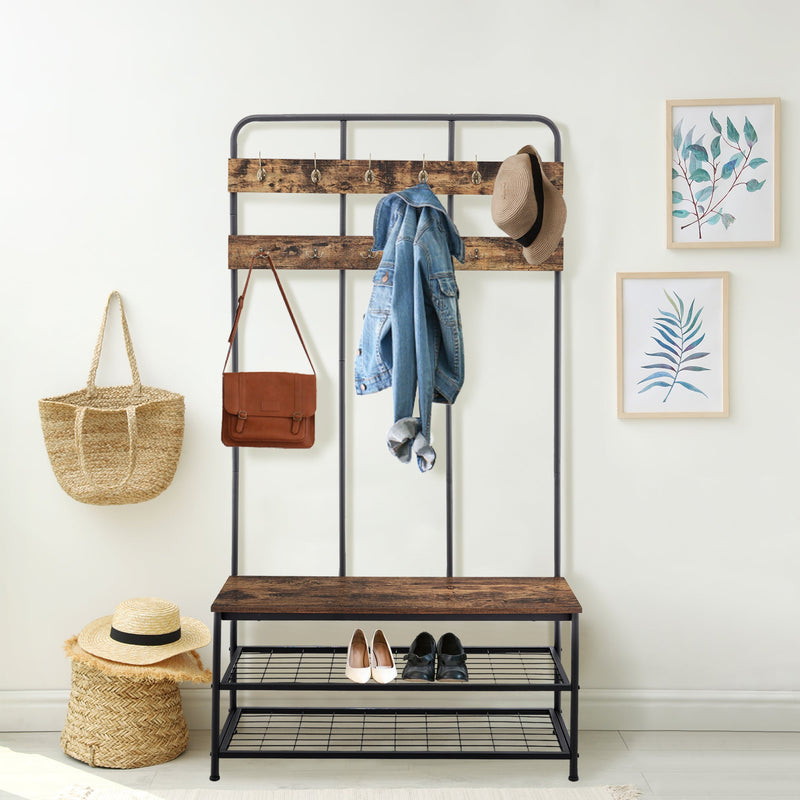 3-in-1 Hall Tree for Entryway with Bench and Shoe Storage