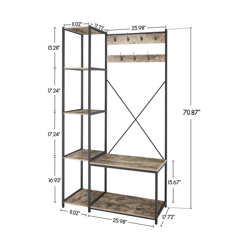 Hall Tree with Storage Shelves Shoe Storage for Entryway