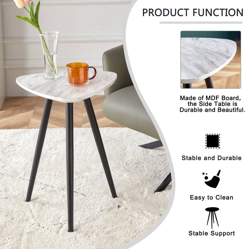 Modern Minimalism Faux Marble Like End&Side Coffee Table with Metal Legs