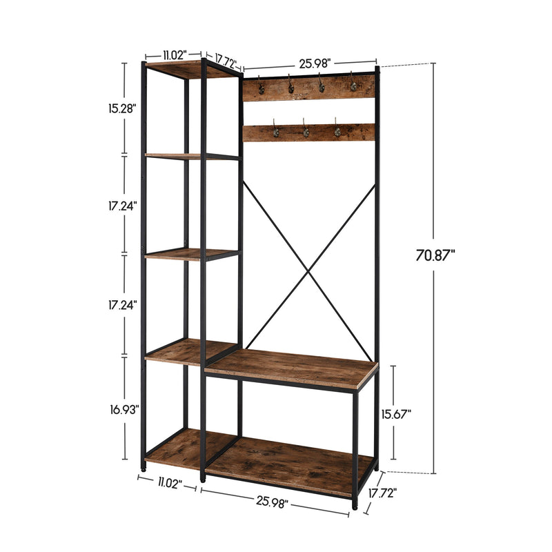 Hall Tree with Storage Shelves Shoe Storage for Entryway