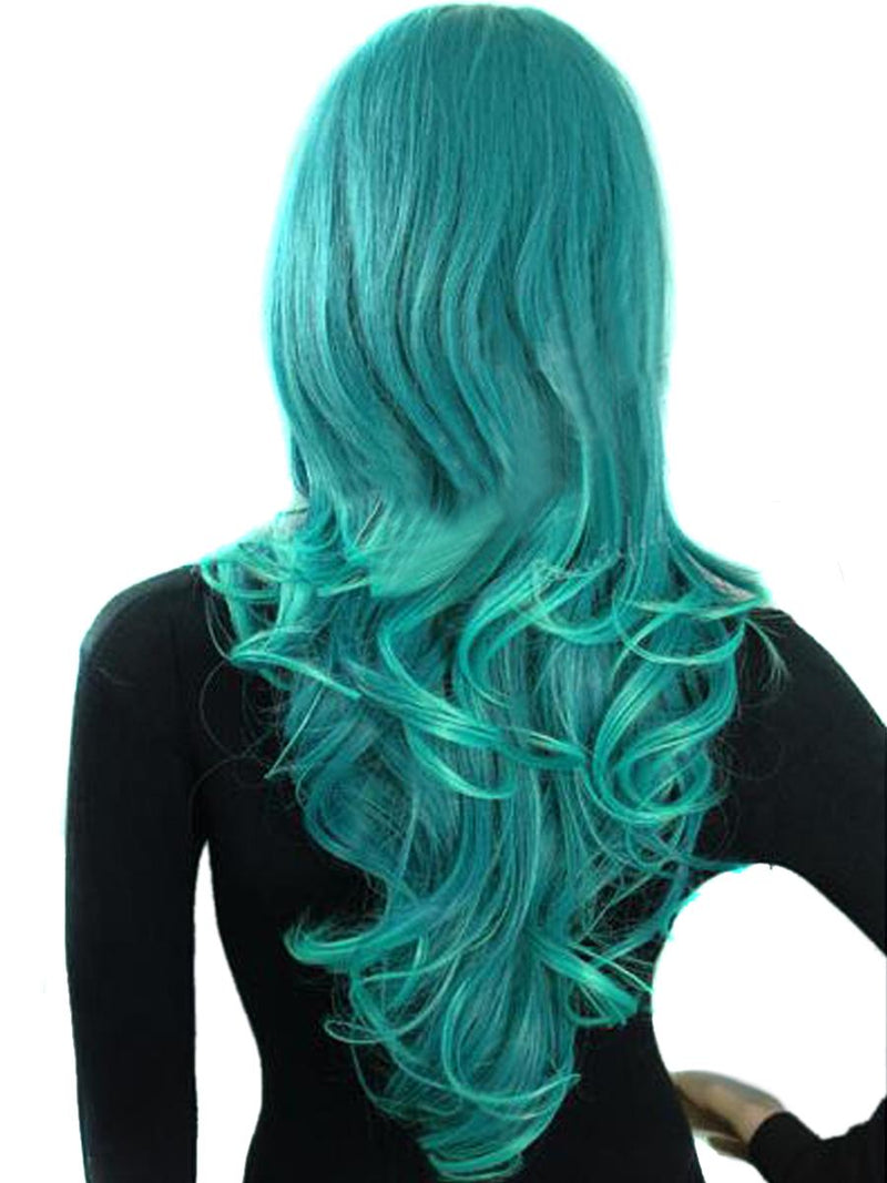 Gradient Green Swept Bang Wavy Costume Wig