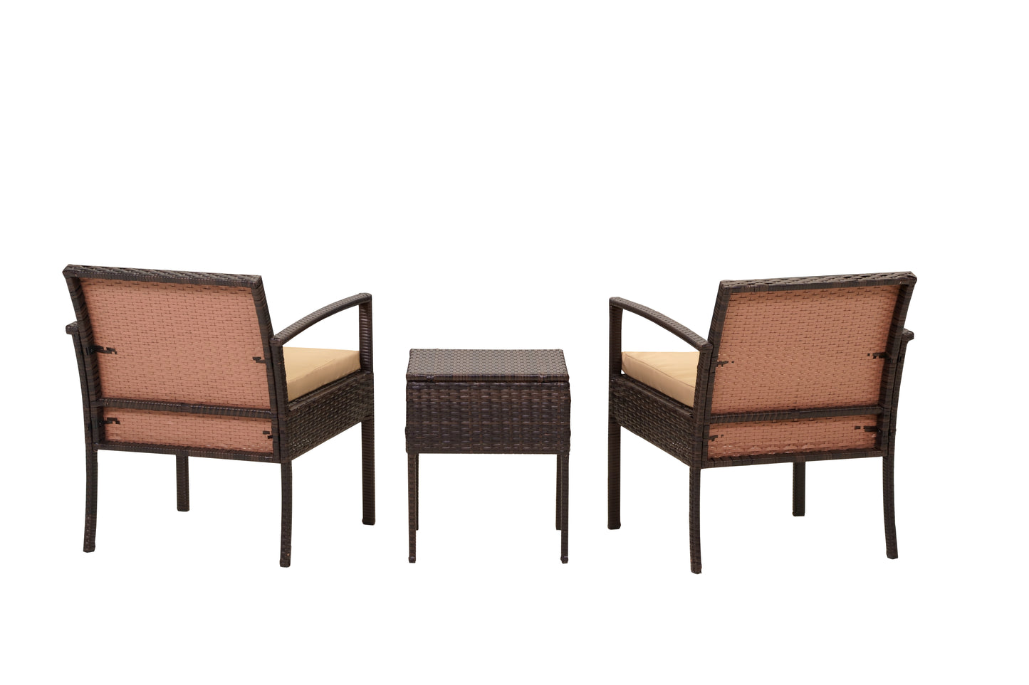 3 Pieces Patio Furniture Set Wicker Chairs Conversation Set, 4 Colors Available