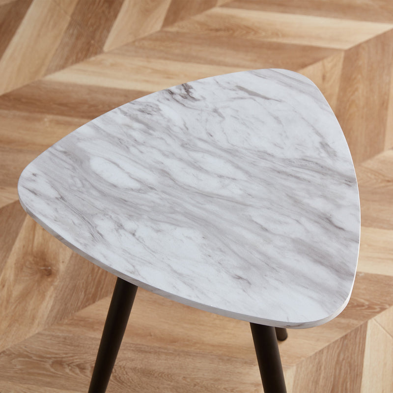 Modern Minimalism Faux Marble Like End&Side Coffee Table with Metal Legs