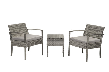 3 Pieces Patio Furniture Set Wicker Chairs Conversation Set, 4 Colors Available