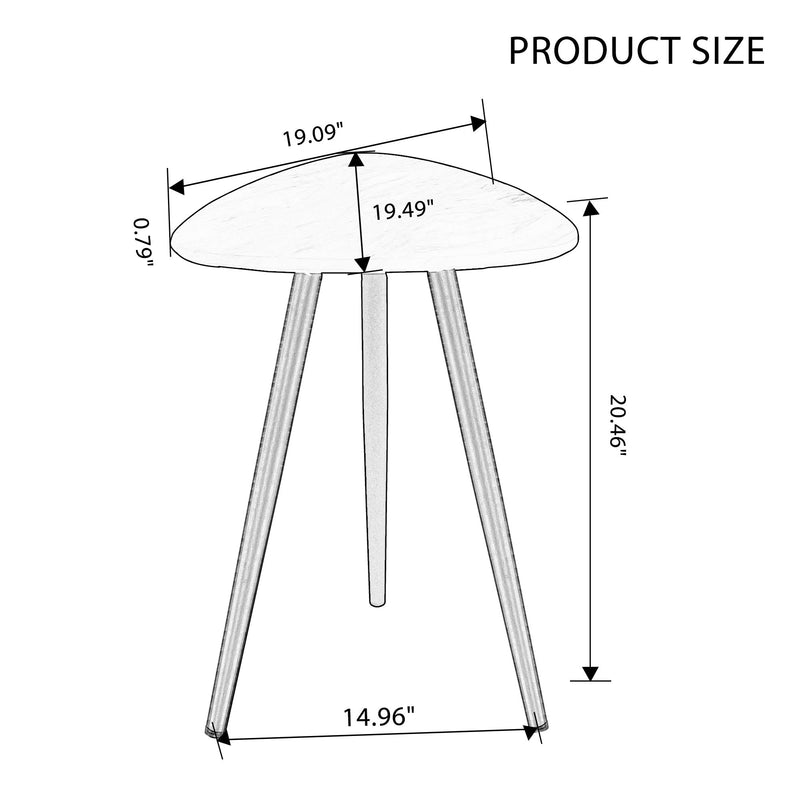 Modern Minimalism Faux Marble Like End&Side Coffee Table with Metal Legs