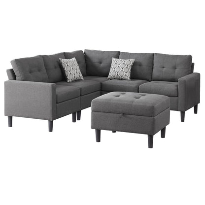 L-Shaped Reversible Corner Sectional with Storage Ottoman