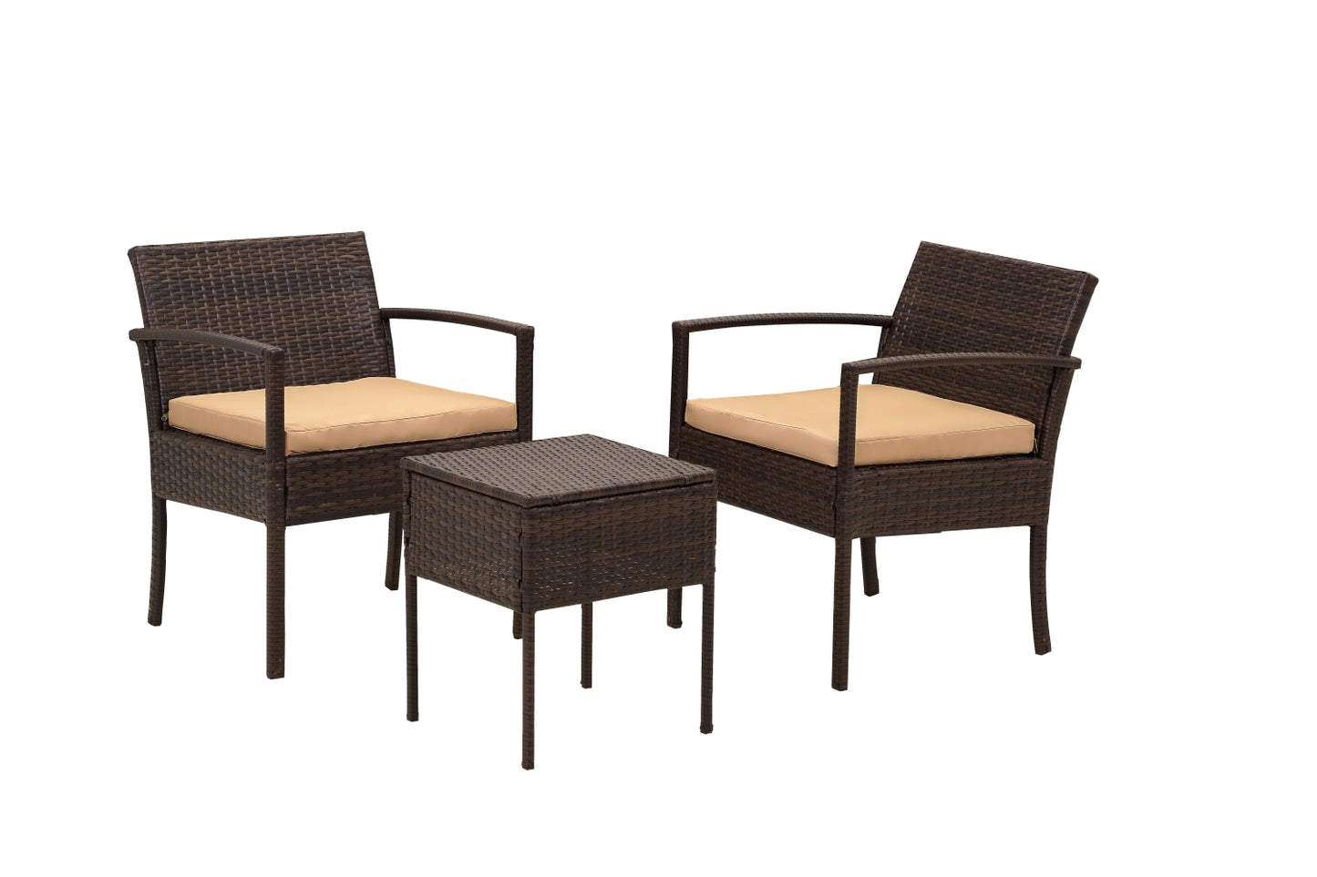 3 Pieces Patio Furniture Set Wicker Chairs Conversation Set, 4 Colors Available