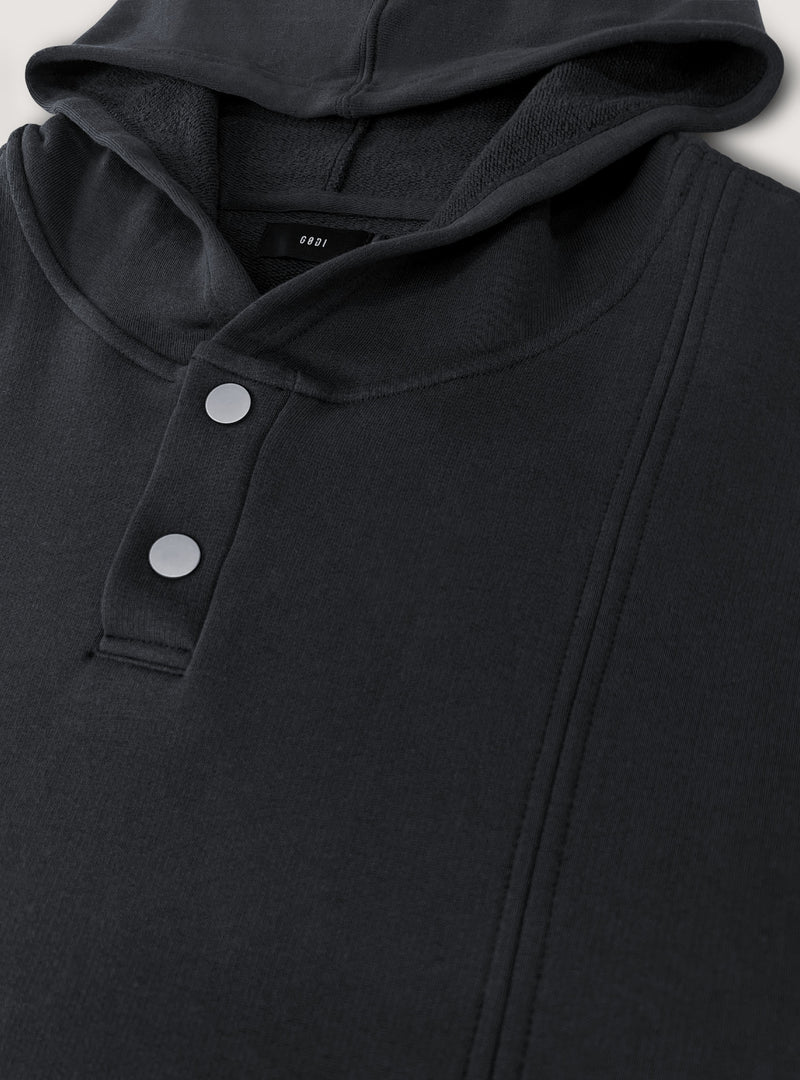100% Cotton Loose Fit Men's Zipped Hoodies, Vintage Black Color