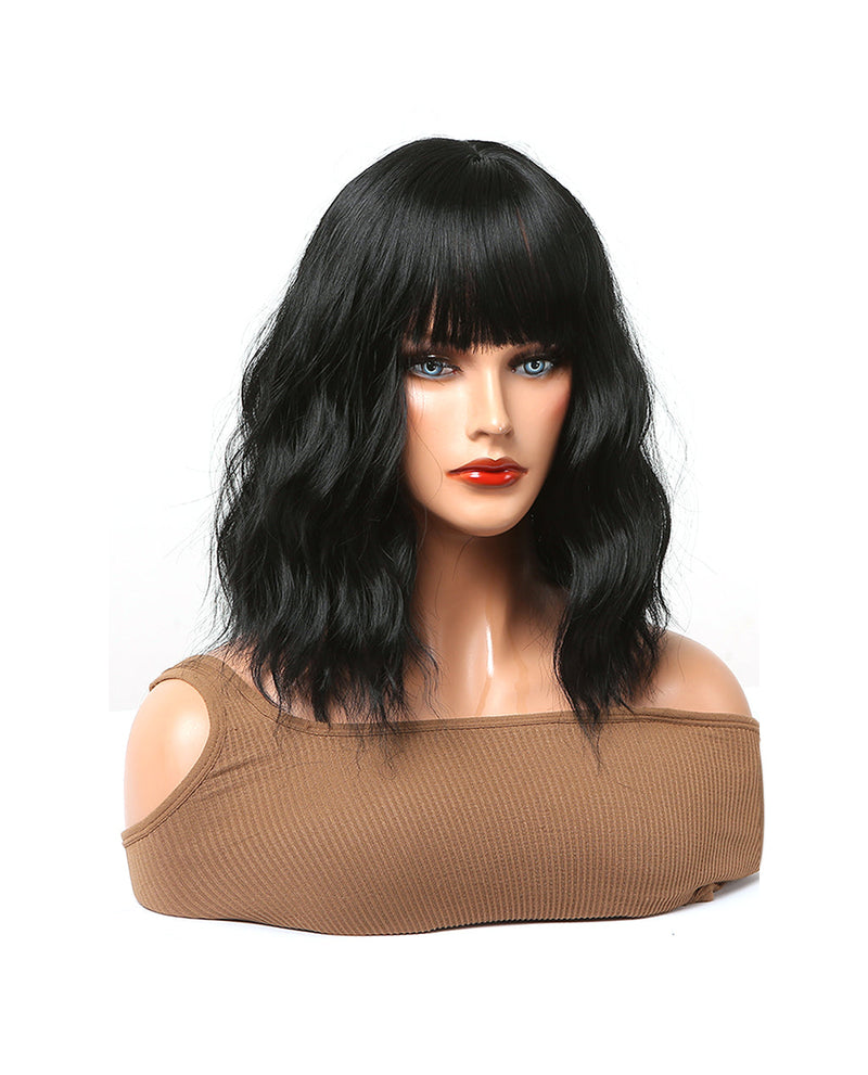 Short Wavy Synthetic Wig With Bangs