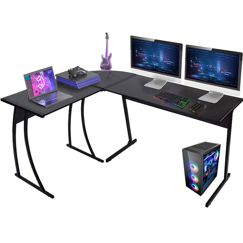 58" W  L-Shaped Corner Computer Desk, Black