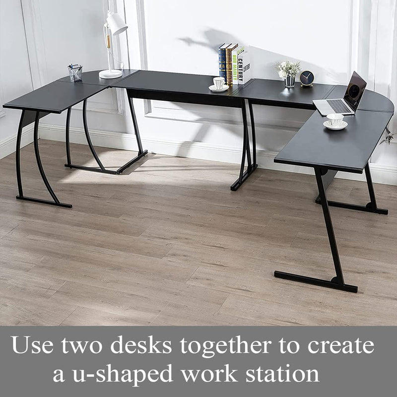 58" W  L-Shaped Corner Computer Desk, Black