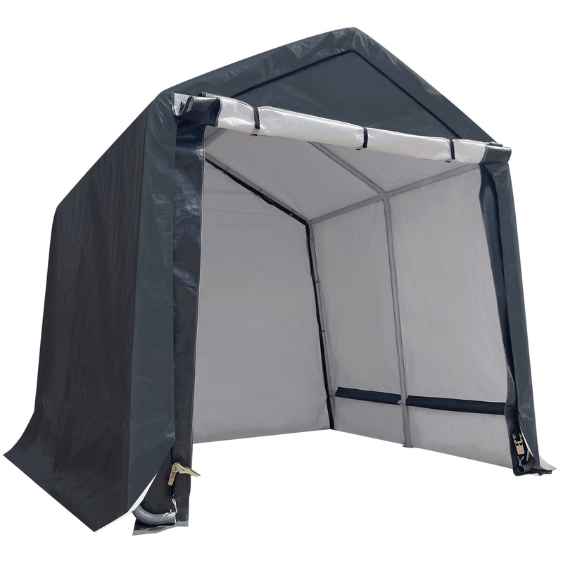 8x8 ft Outdoor Storage Shelter, Roll-up Door Portable Garage Kit Tent Carport Shed