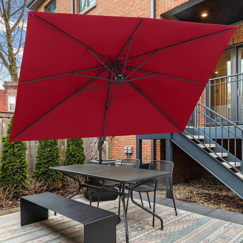 9 By 12.5 Feet 360°Rotatio Offset Cantilever Umbrella Patio with LED lights