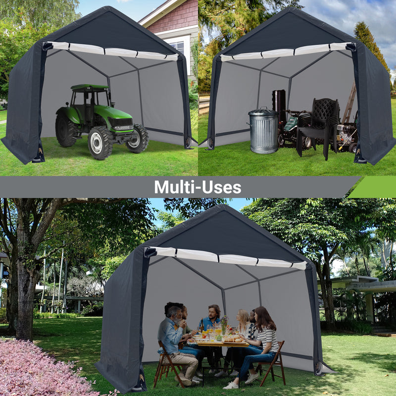 12x12 ft Outdoor Storage Shelter, Roll-up Door Portable Garage Kit Tent Carport Shed