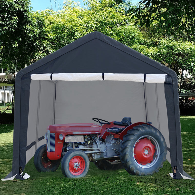 10x10 ft Outdoor Storage Shelter, Roll-up Door Portable Garage Kit Tent Carport Shed