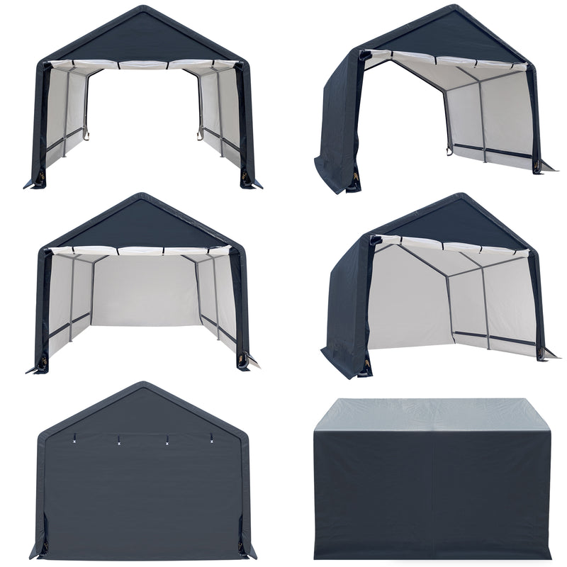 12x12 ft Outdoor Storage Shelter, Roll-up Door Portable Garage Kit Tent Carport Shed