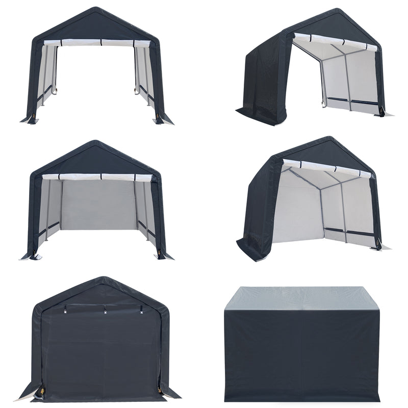 10x10 ft Outdoor Storage Shelter, Roll-up Door Portable Garage Kit Tent Carport Shed