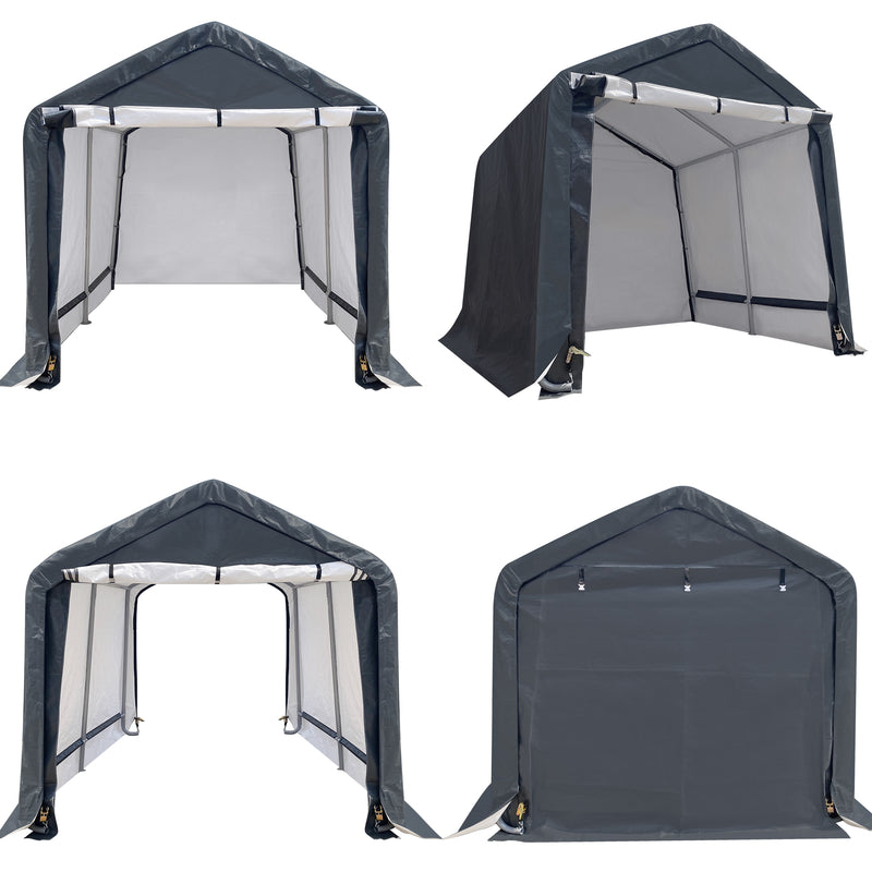 8x8 ft Outdoor Storage Shelter, Roll-up Door Portable Garage Kit Tent Carport Shed