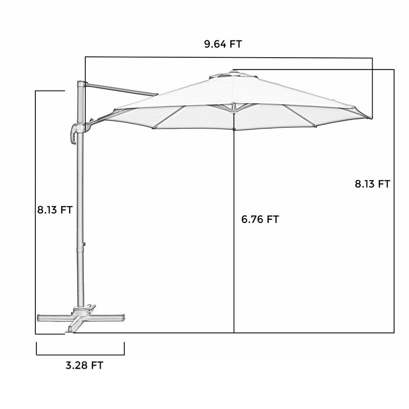 10 Feet 360°Rotatio Square Cantilever Umbrella with LED Lights