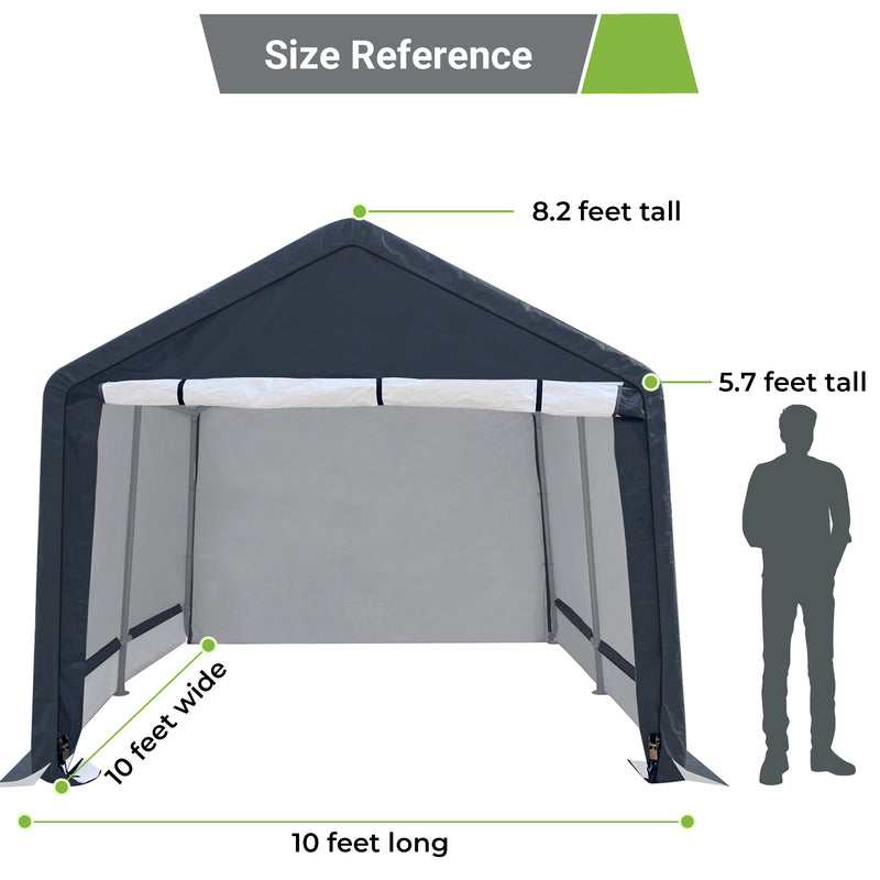 10x10 ft Outdoor Storage Shelter, Roll-up Door Portable Garage Kit Tent Carport Shed