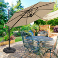 10 Feet 360°Rotatio Square Cantilever Umbrella with LED Lights