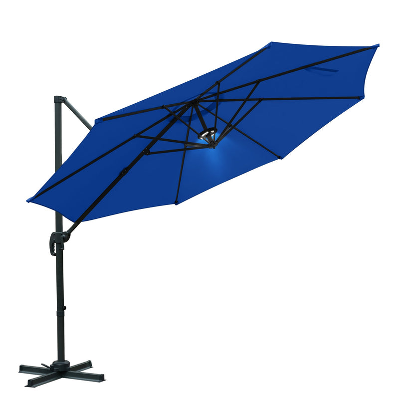 10 Feet 360°Rotatio Square Cantilever Umbrella with LED Lights